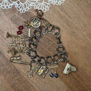 Gold and Silver Charm Bracelet with Musical Charms